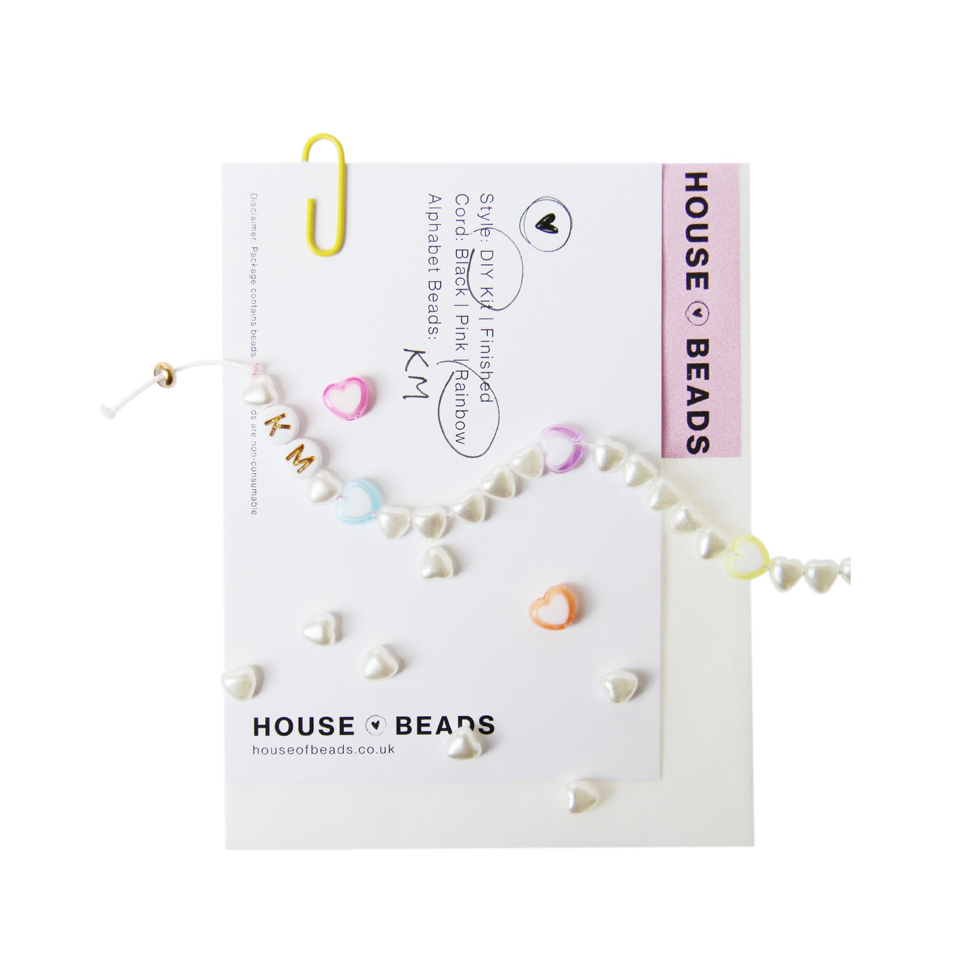 House of Beads Love Heart Friendship Bracelet Kit on a white background